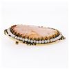 Image 4 : Large Vintage 14k Yellow Gold Carved Shell Cameo Pearl Frame Halo Brooch Pendant