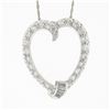 Image 2 : Vintage 14K Gold 1.26 ctw Round Baguette Diamond Large Open Heart Pendant & Chai