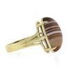 Image 5 : New 14k Yellow Gold 17x13mm Oval Cabochon Brown Banded Agate Solitaire Ring