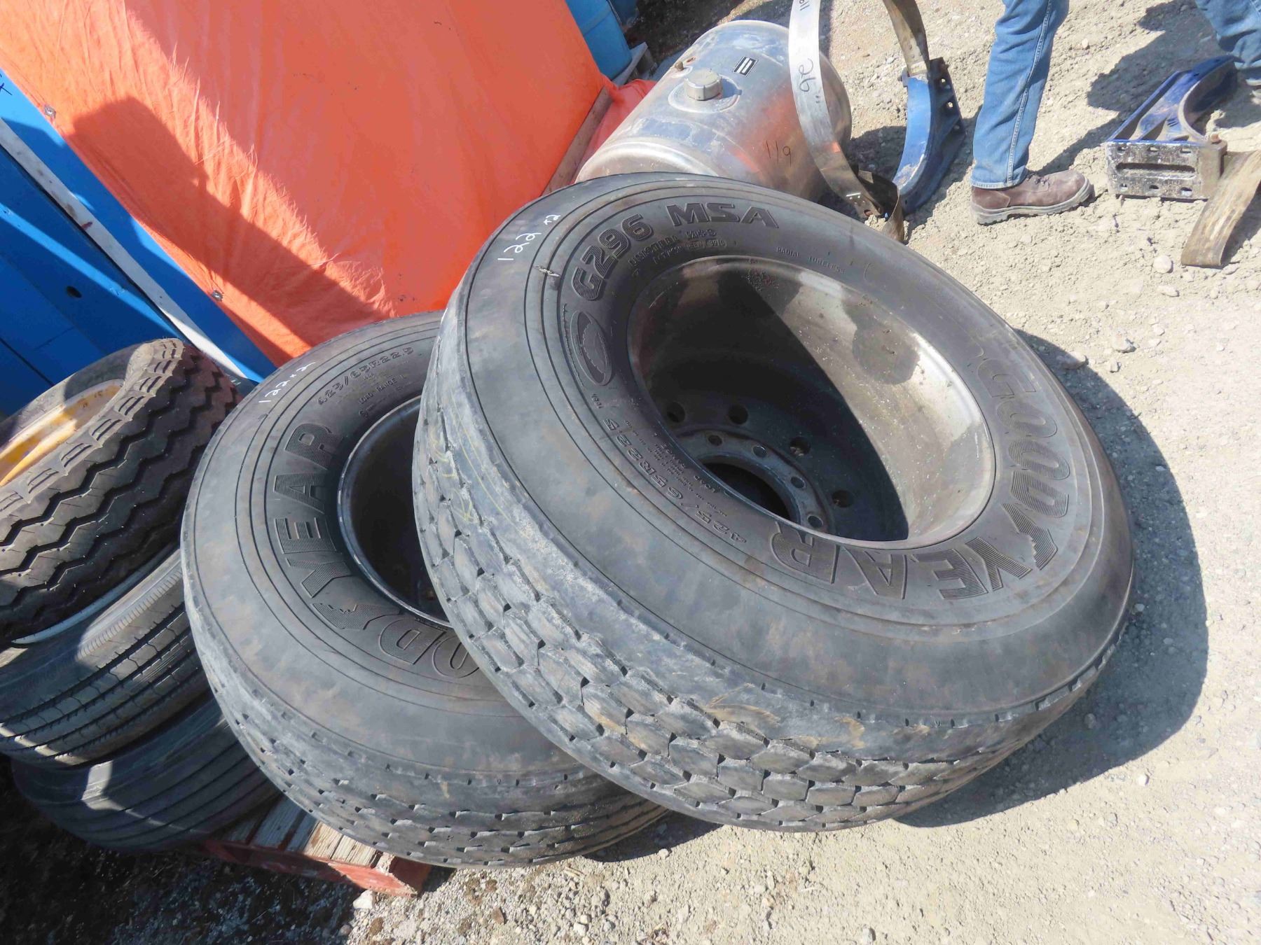 2 Goodyear Front Steering Tires with Aluminum Rims