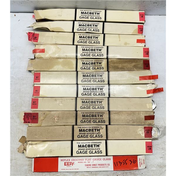 Lot of (12) Reflex Grooved Flat Gauge Glass