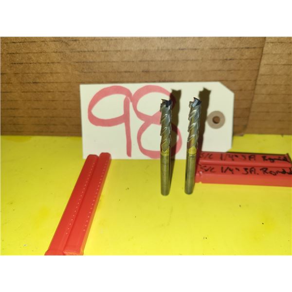 Set(2) of Solid Carbide End Mill 1/4" 3fl. Regrinded Tip