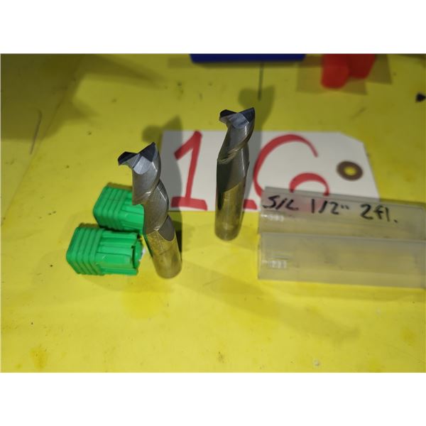 Set(2) of Solid Carbide End Mill 1/2" 2fl. Regrinded tip