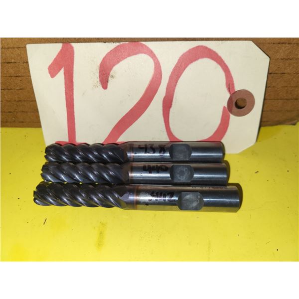 Lot(3) of Niagara Solid Carbide End Mill .438" - .440" - .442" shank 1/2" 5fl. BullNose