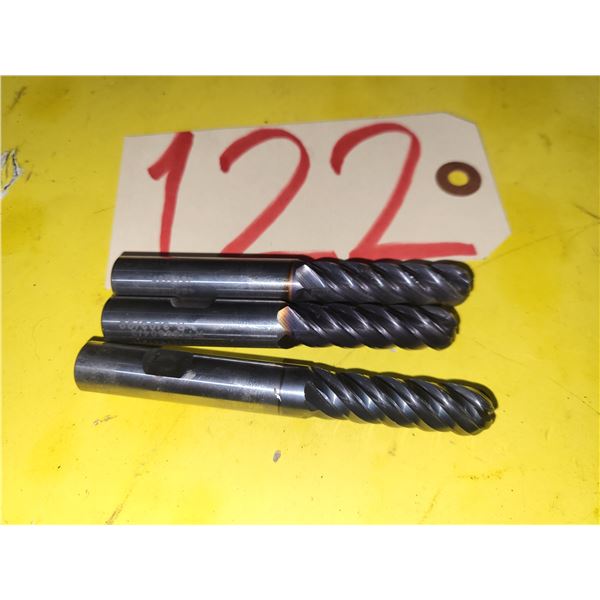 Lot (3) of Niagara Solid Carbide End Mill .460" shank 1/2" 5fl. BullNose