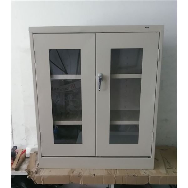 Tennsco Cabinet Model: FL647 C-Thru Counter High Cabinet, Steel, 2 Shelves, 42" H x 36" W x 18" D