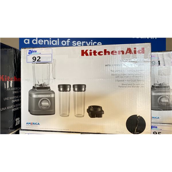KITCHENAID K150 COUNTERTOP BLENDER WITH 2 PERSONAL BLENDER JARS & MINI BLENDER ATTACHMENT