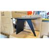 Image 2 : PAIR OF BLACK WOODEN CROSS BASE 18 1/2"W X 22 1/2"L X 16"H ANGLE MAGAZINE TABLE