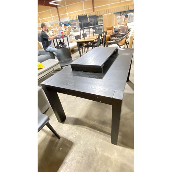 BLACK WOOD DISTRESSED LOOK DESIGNER DINING TABLE WITH LEAF 66"L X 37"W X 30"H *IN BOX*