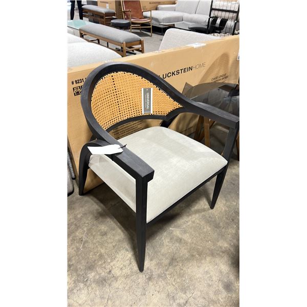UNIVERSAL DEXTER BLACK WOOD RECLAIMED LOOK PADDED ARM / ACCENT CHAIR *IN BOX*