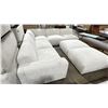 Image 3 : WHITE TEXTURED LINEN FABRIC 7 PCS MODERN DESIGNER DEEP SEAT SECTIONAL SOFA SET INCLUDING
