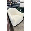 Image 2 : CREAM TUFTED FABRIC MODERN SWIVEL TUB STYLE ACCENT CHAIR