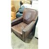 Image 2 : BROWN LEATHER DESIGNER STUDDED ARMCHAIR