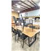 Image 2 : 7 PCS WOOD TOP BLACK CAST ALUMINUM BASE DESIGNER OUTDOOR PATIO TABLE SET INCLUDING TABLE & 6 BLACK