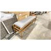 Image 2 : GREY FABRIC PADDED TOP WOOD FRAMED DESIGNER HALL BENCH 54"W X 16"D X 20"H
