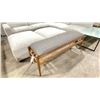 Image 2 : GREY FABRIC PADDED TOP WOOD FRAMED DESIGNER HALL BENCH 54"W X 16"D X 20"H