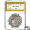 1890-CC Morgan Dollar PGA AU50 Tailbar