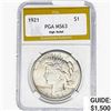 1921 Silver Peace Dollar PGA MS63 HR
