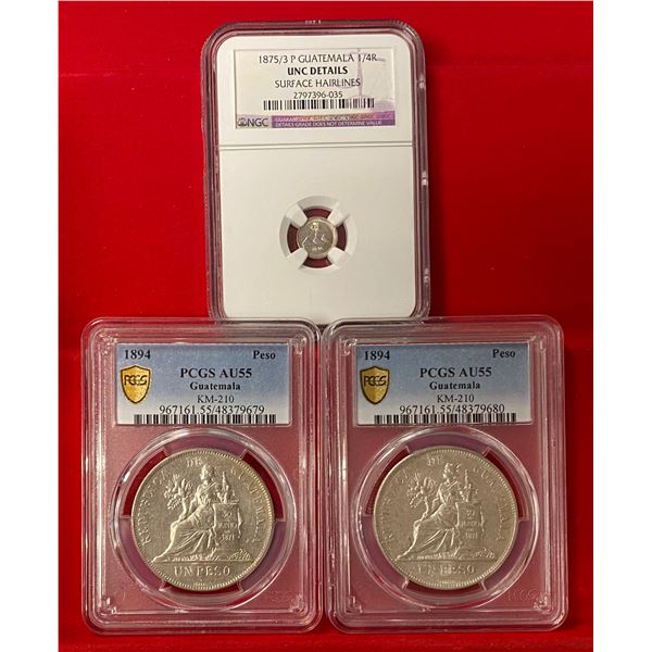 GUATEMALA: LOT of 3 coins