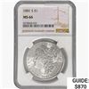 Image 1 : 1881-S Morgan Silver Dollar NGC MS66
