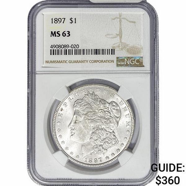 1897 Morgan Silver Dollar NGC MS63