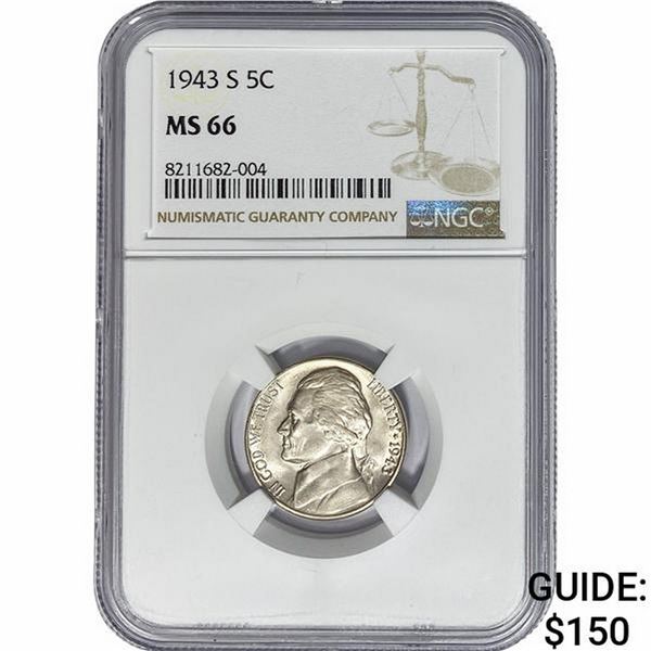 1943-S Jefferson Nickel NGC MS66