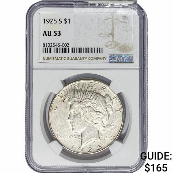 1925-S Silver Peace Dollar NGC AU53