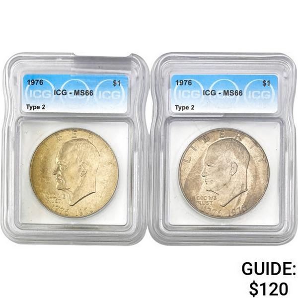 [2] 1976 $1 Eisenhower Dollar Type 2 ICG MS6
