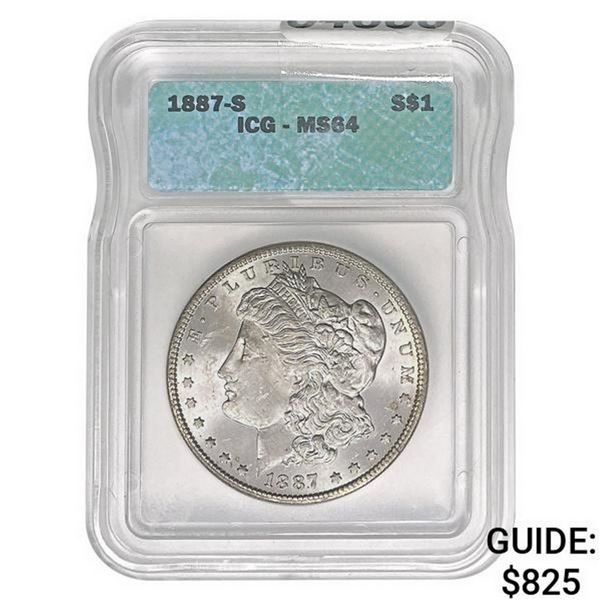 1887-S Morgan Silver Dollar ICG MS64