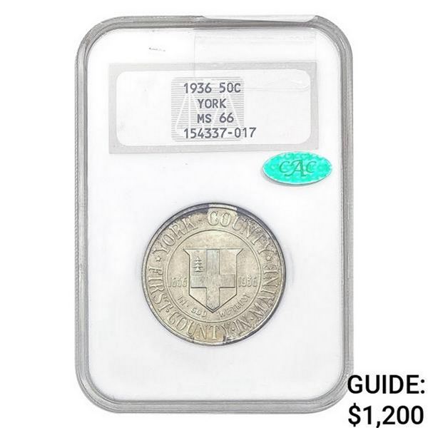 1936 CAC York Half Dollar NGC MS66