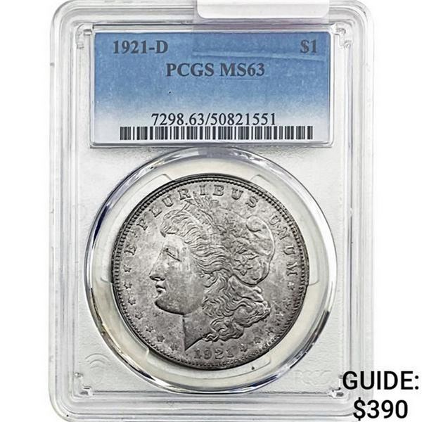 1921-D Morgan Silver Dollar PCGS MS63