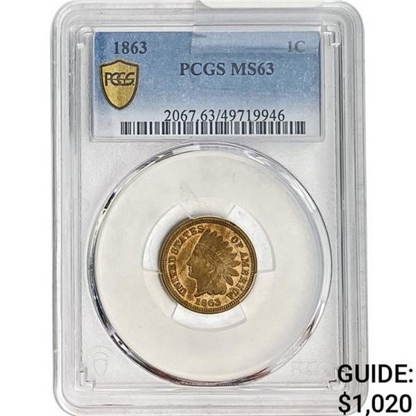 1863 Indian Head Cent PCGS MS63