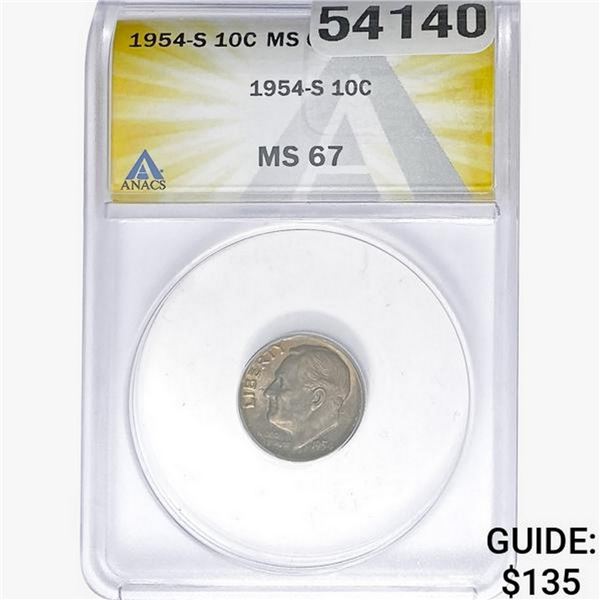 1954-S Roosevelt Dime ANACS MS67