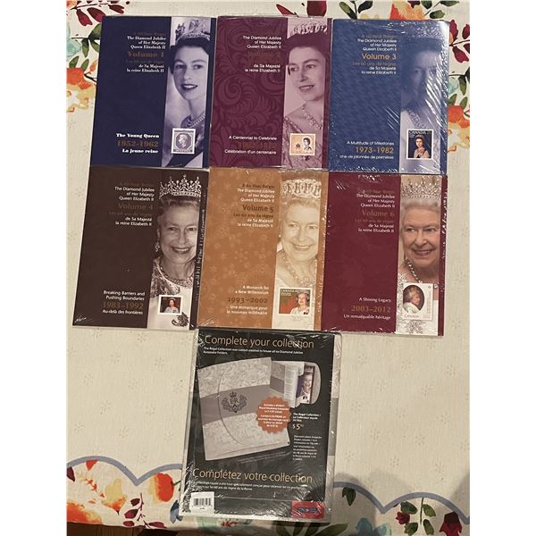 6 sealed volumes of Queen Elizabeth Diamond Jubilee postage stamps and keepsake folder