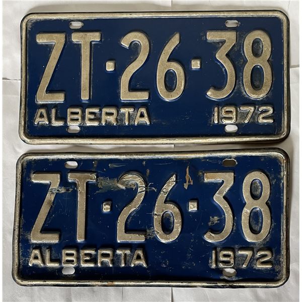 1972 Alberta license plates matched set