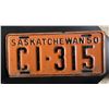 Image 1 : 1950 Saskatchewan license plate C1 315