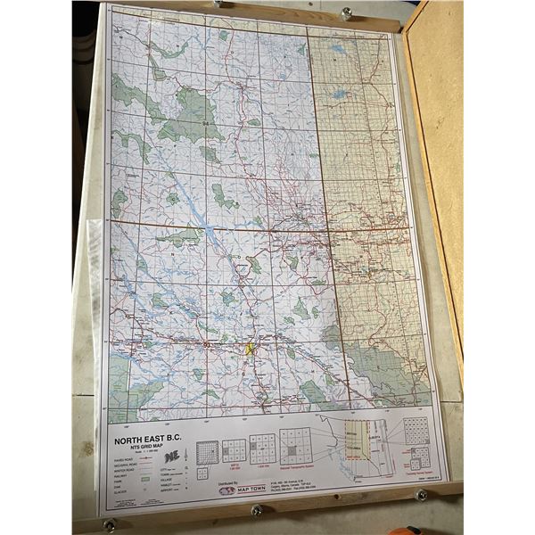 North East British Columbia grid map.25”x53” laminated