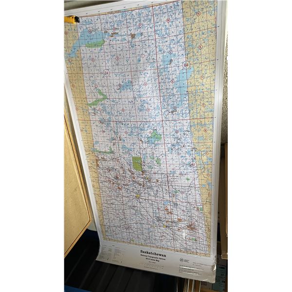 Saskatchewan 2012 topography wall map. 28.5”x55” Laminated