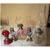 Image 1 : 5 glass oil lamps. Tallest is 13”