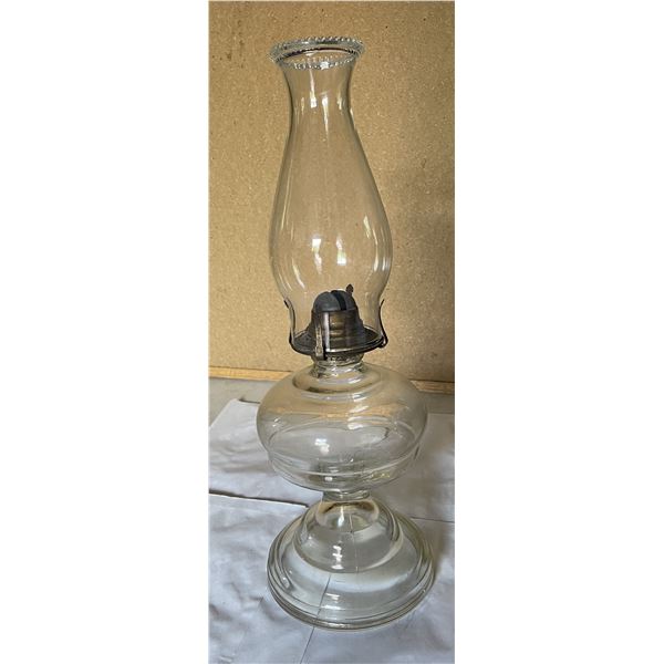 Antique oil lamp with chimney 18” tall