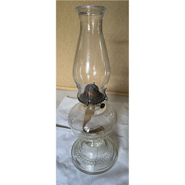 Antique oil lamp with chimney. 18” tall