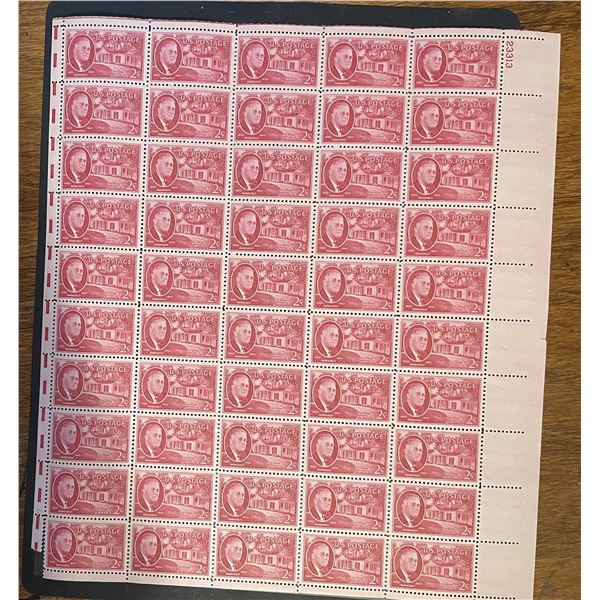 Mint sheet of US Roosevelt postage stamps