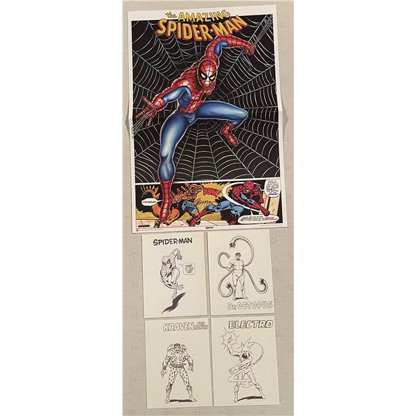 1977 Spider-Man Poster and drawings.Poster has one fold