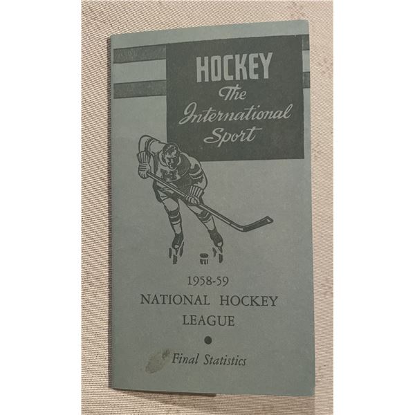 1958-59 NHL statistics pamphlet. Repro