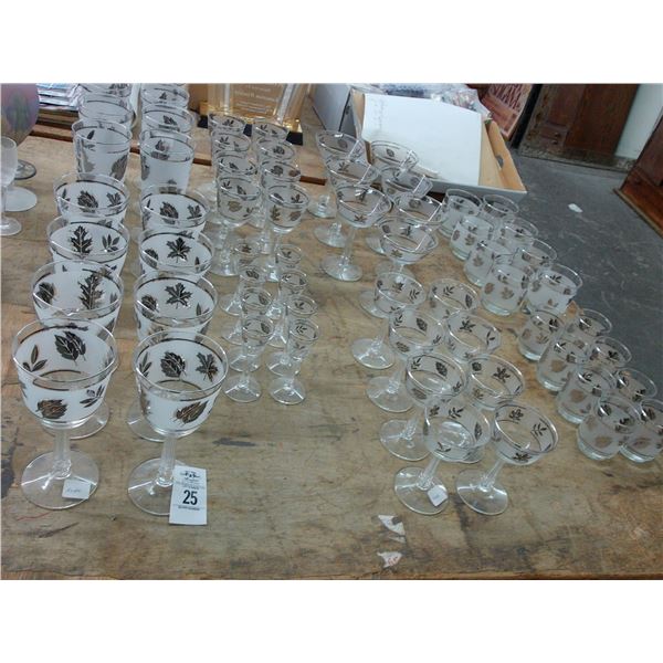 Asst. Leaf Motif Glasses/Stems - Large Lot