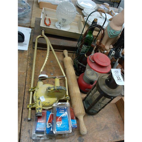 Vintage Lanterns, Sprinkler, Dough Roller Lamps, Lecturn