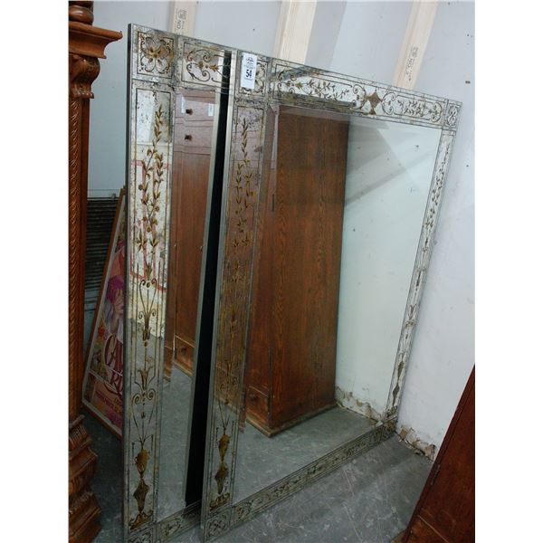 Large Ornate Decorator Mirrors Approx.  40  X  48  Pair