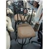 Image 1 : Ornate Padded Iron Bar Stools - Pair