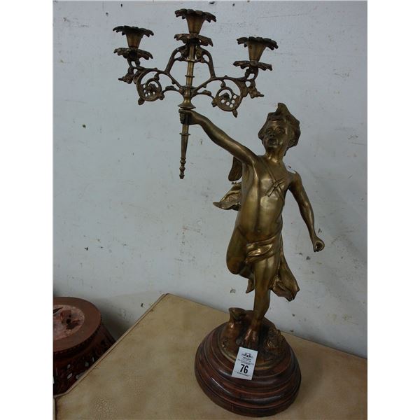Brass Cherub 3' Candleabra Statuary