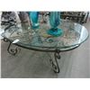 Image 1 : Ornamental Iron Base Glasstop Oval Coffee Table/End/Hall Tables - 4 Pc.